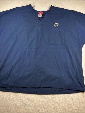 NFL Miami Dolphins Men’s Scrub Top Navy V-Neck Size XL